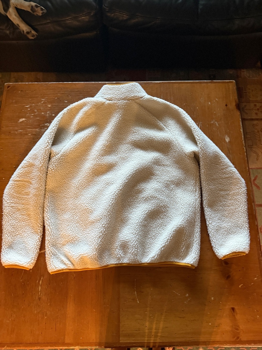 Fjallraven Cream Vardag Pile Fleece Jacket with Yellow Trim - Picture 4 of 4